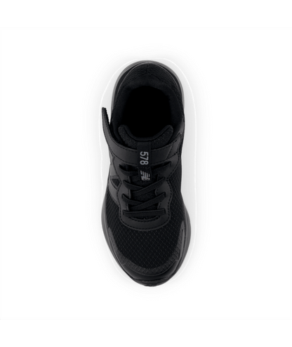 New Balance Kid's 578v1 Bungee Lace with Top Strap Shoe Black