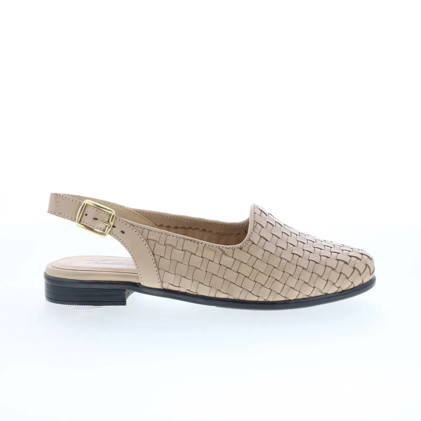 Trotters Lena T2009-126 Womens Beige Leather Slip On Slingback Flats Shoes