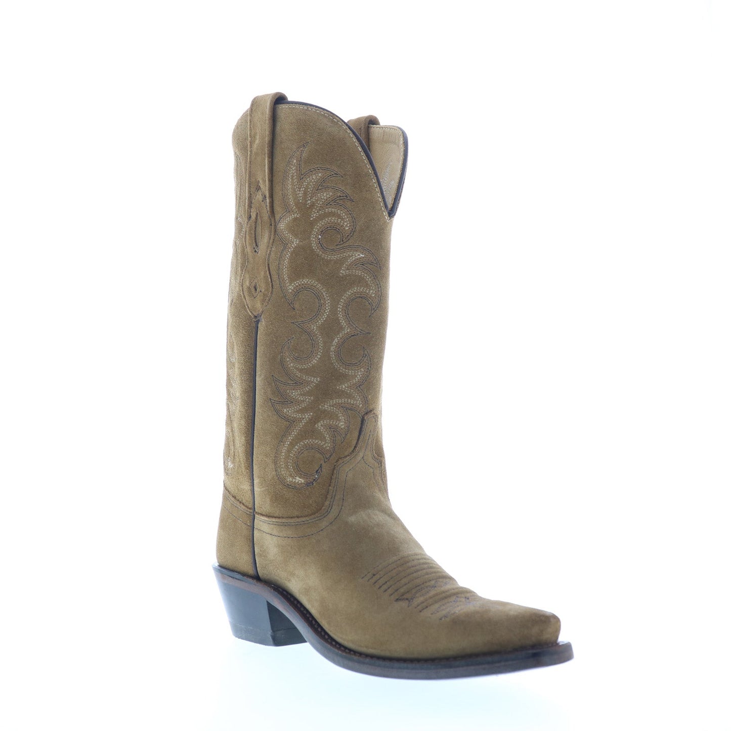 Jama Old West LF1536 Womens Brown Suede Slip On Cowboy Western Boots