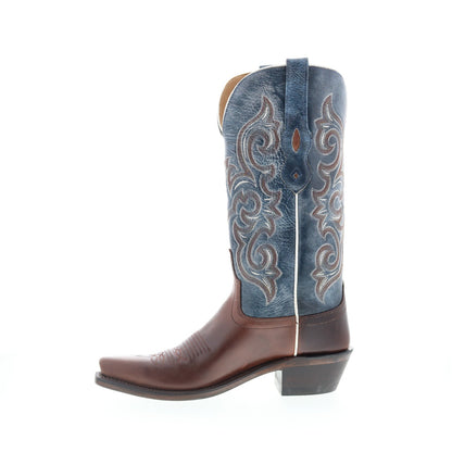 Jama Old West LF1556 Womens Brown Leather Slip On Cowboy Western Boots