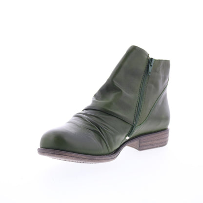 Miz Mooz Lowe-EU Womens Green Leather Zipper Ankle & Booties Boots