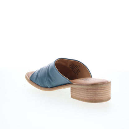 Miz Mooz Mali Womens Blue Leather Slip On Slides Sandals Shoes