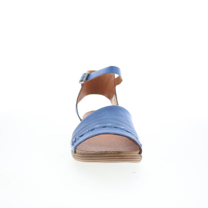 Miz Mooz Marabel Womens Blue Leather Hook & Loop Strap Sandals Shoes