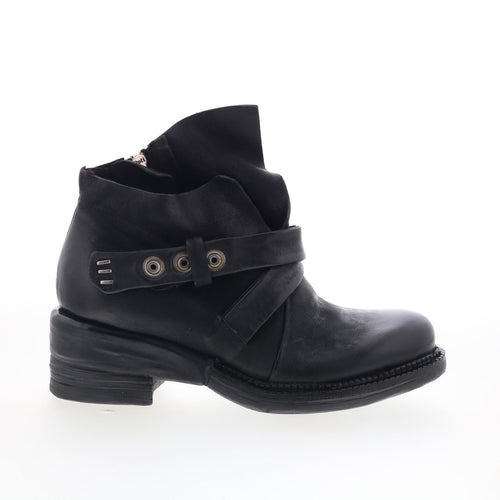 A.S. 98 Martina Womens Black Leather Zipper Ankle & Booties Boots