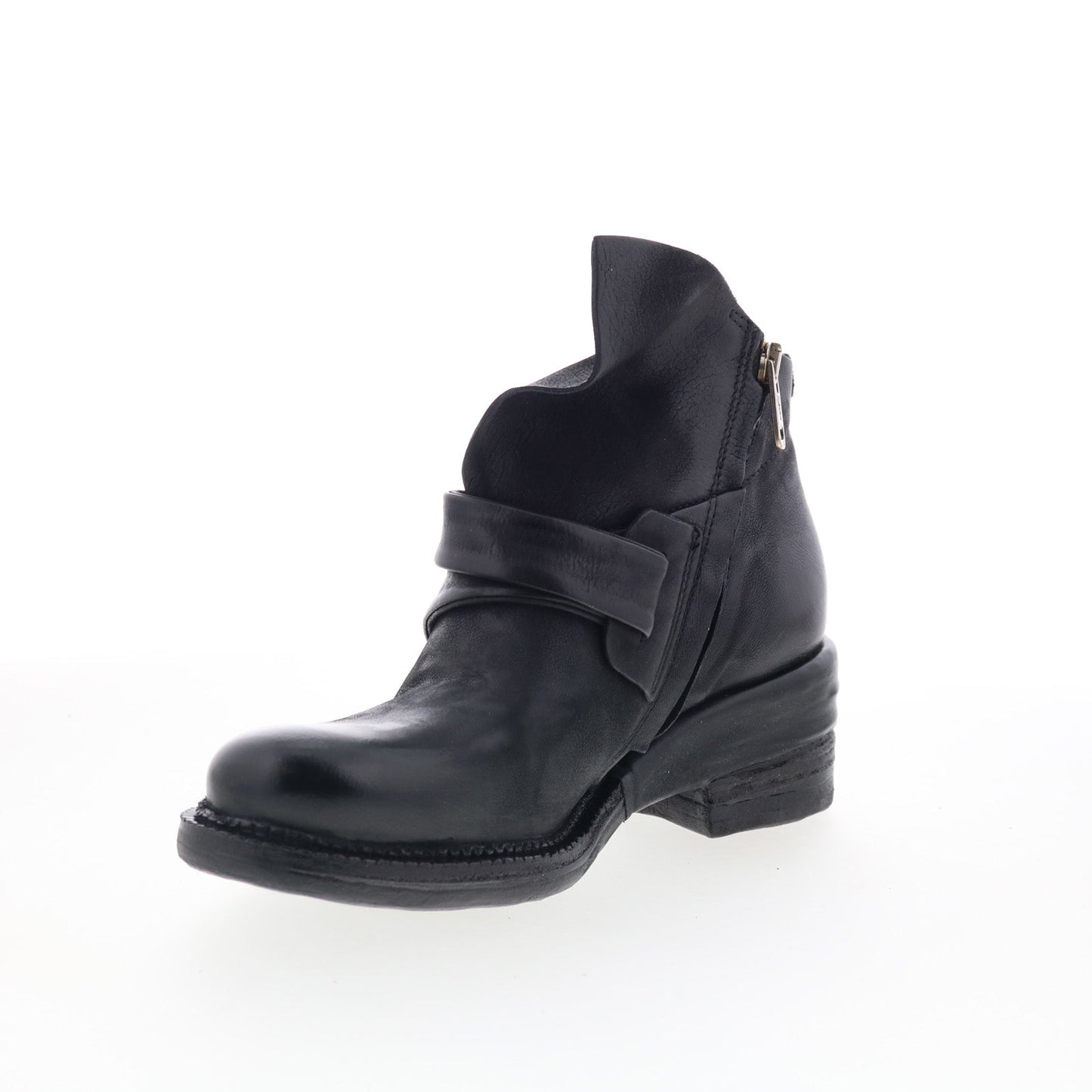 A.S. 98 Martina Womens Black Leather Zipper Ankle & Booties Boots