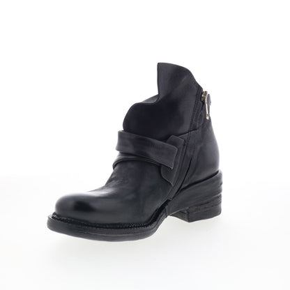 A.S. 98 Martina Womens Black Leather Zipper Ankle & Booties Boots