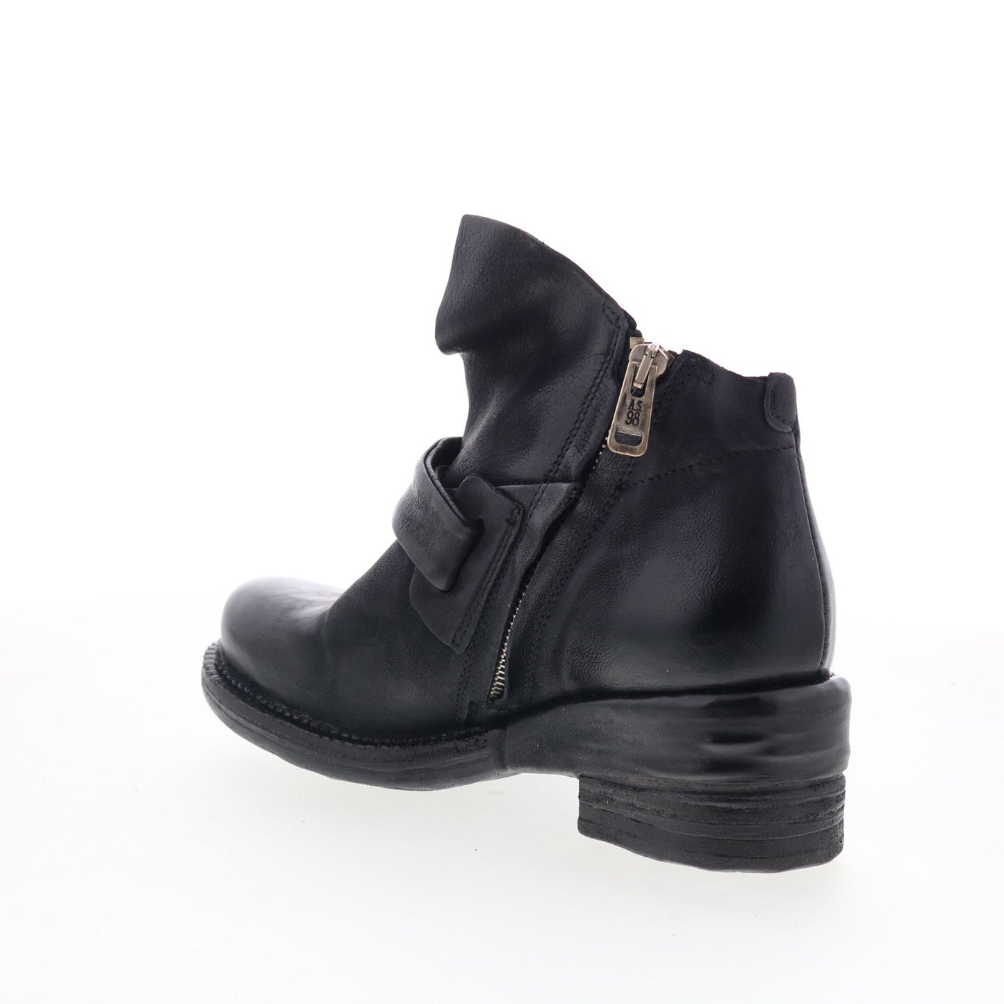 A.S. 98 Martina Womens Black Leather Zipper Ankle & Booties Boots