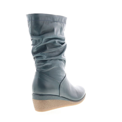 Miz Mooz Martina-MM Womens Blue Leather Zipper Casual Dress Boots
