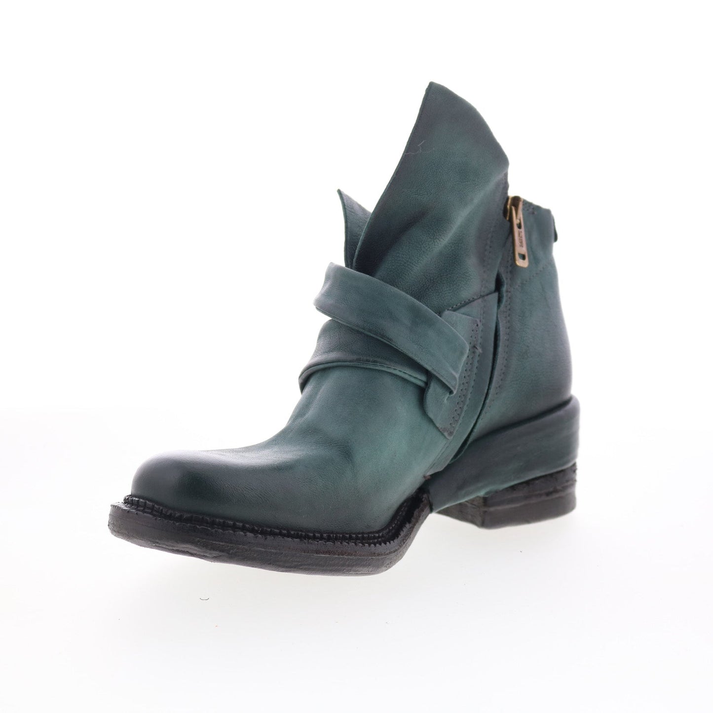 A.S. 98 Martina Womens Green Leather Zipper Ankle & Booties Boots