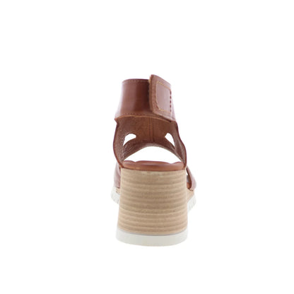 Miz Mooz Meredyth Womens Brown Leather Strap Wedges Sandals Shoes