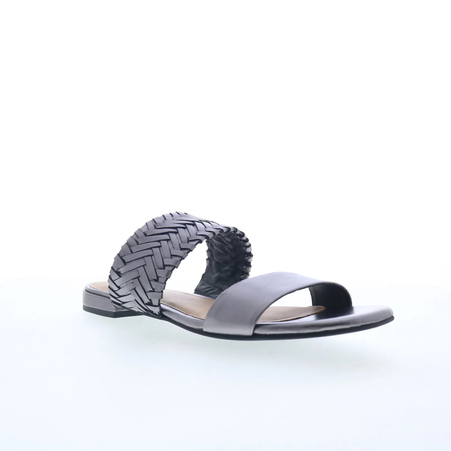 Trotters Nalane T2425-033 Womens Gray Leather Slip On Slides Sandals Shoes