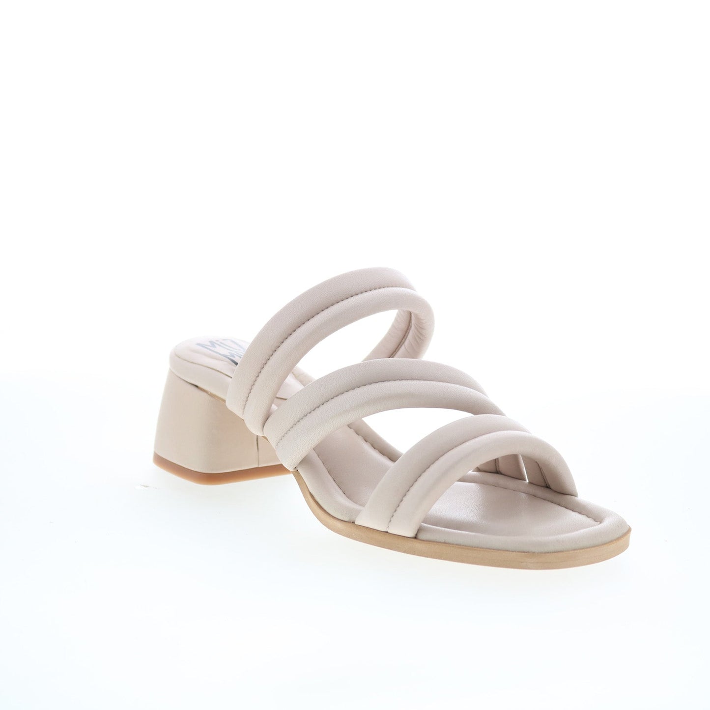 Miz Mooz Oceana Womens Beige Leather Slip On Heeled Sandals Shoes