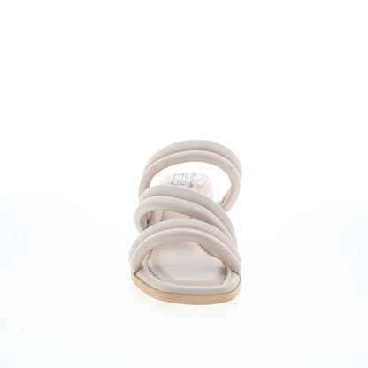 Miz Mooz Oceana Womens Beige Leather Slip On Heeled Sandals Shoes