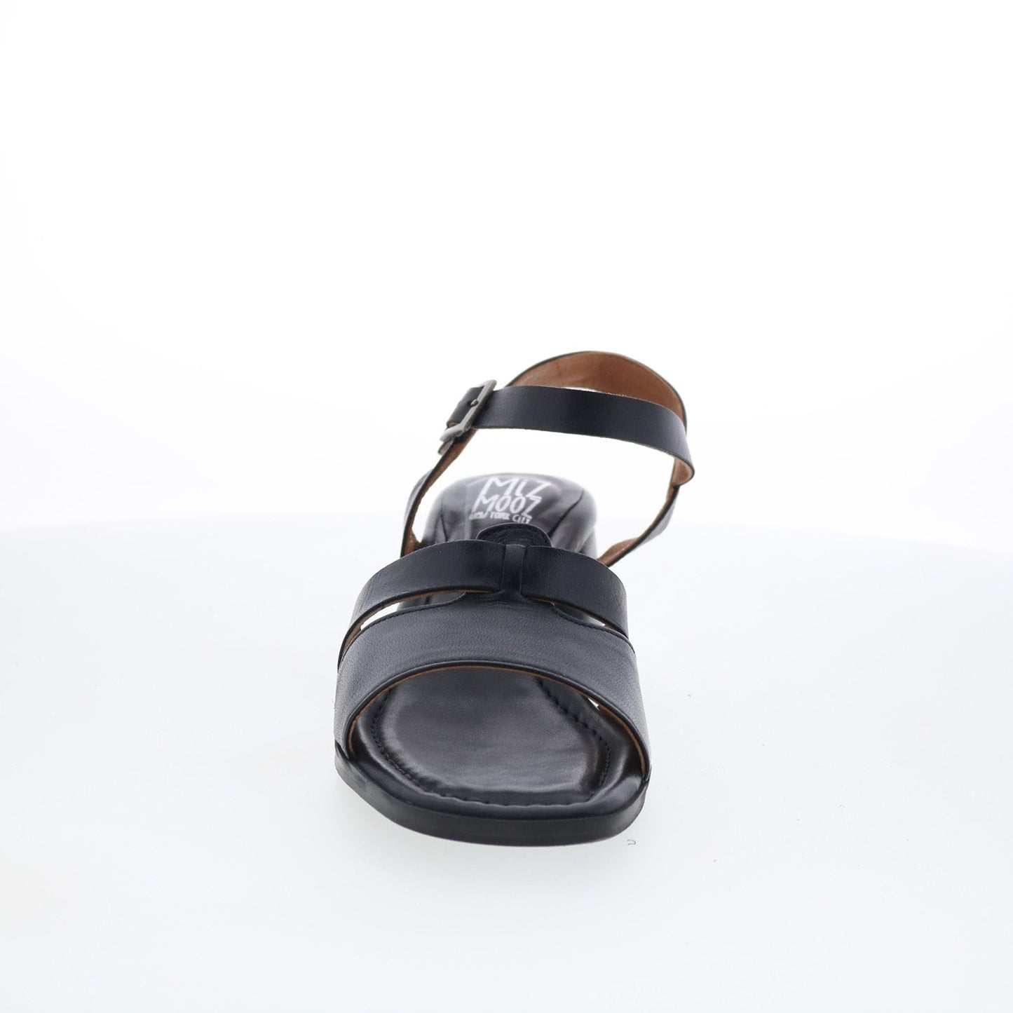 Miz Mooz Olyssa Womens Black Leather Hook & Loop Heeled Sandals Shoes