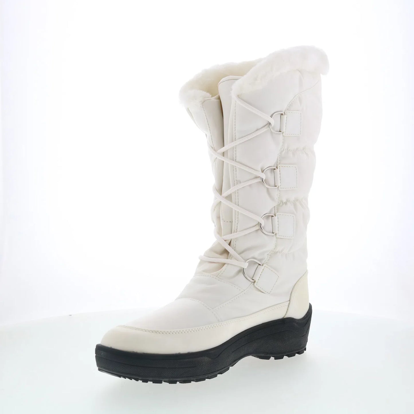 Pajar Riga-2 47831 Womens White Canvas Lace Up Mid Calf Boots