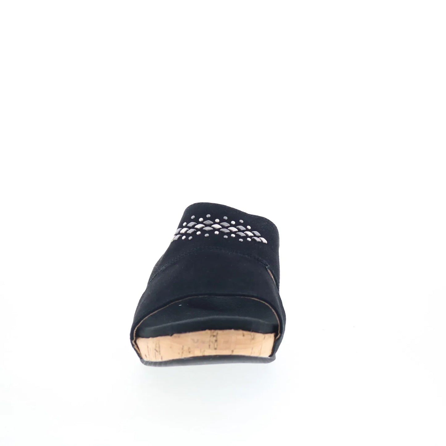Spenco Passport Wedge SP1158BLK Womens Black Leather Slides Sandals Shoes