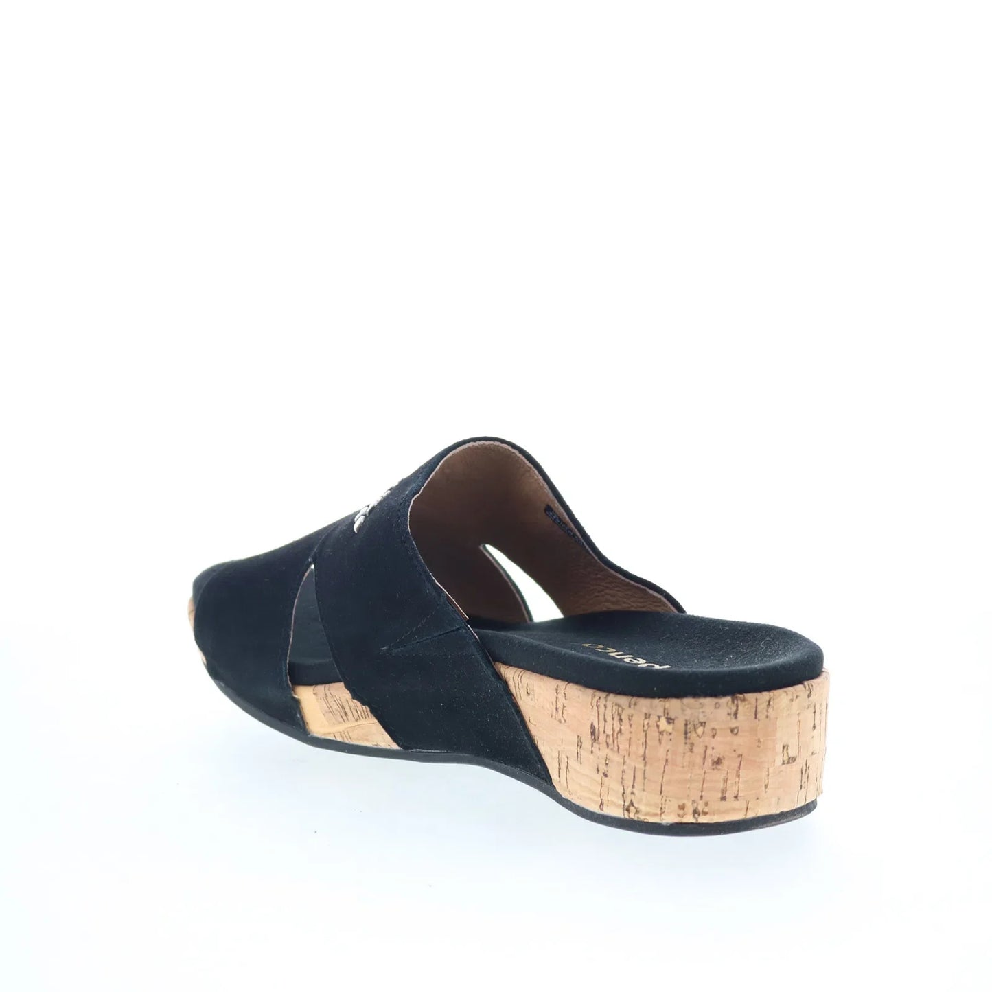 Spenco Passport Wedge SP1158BLK Womens Black Leather Slides Sandals Shoes