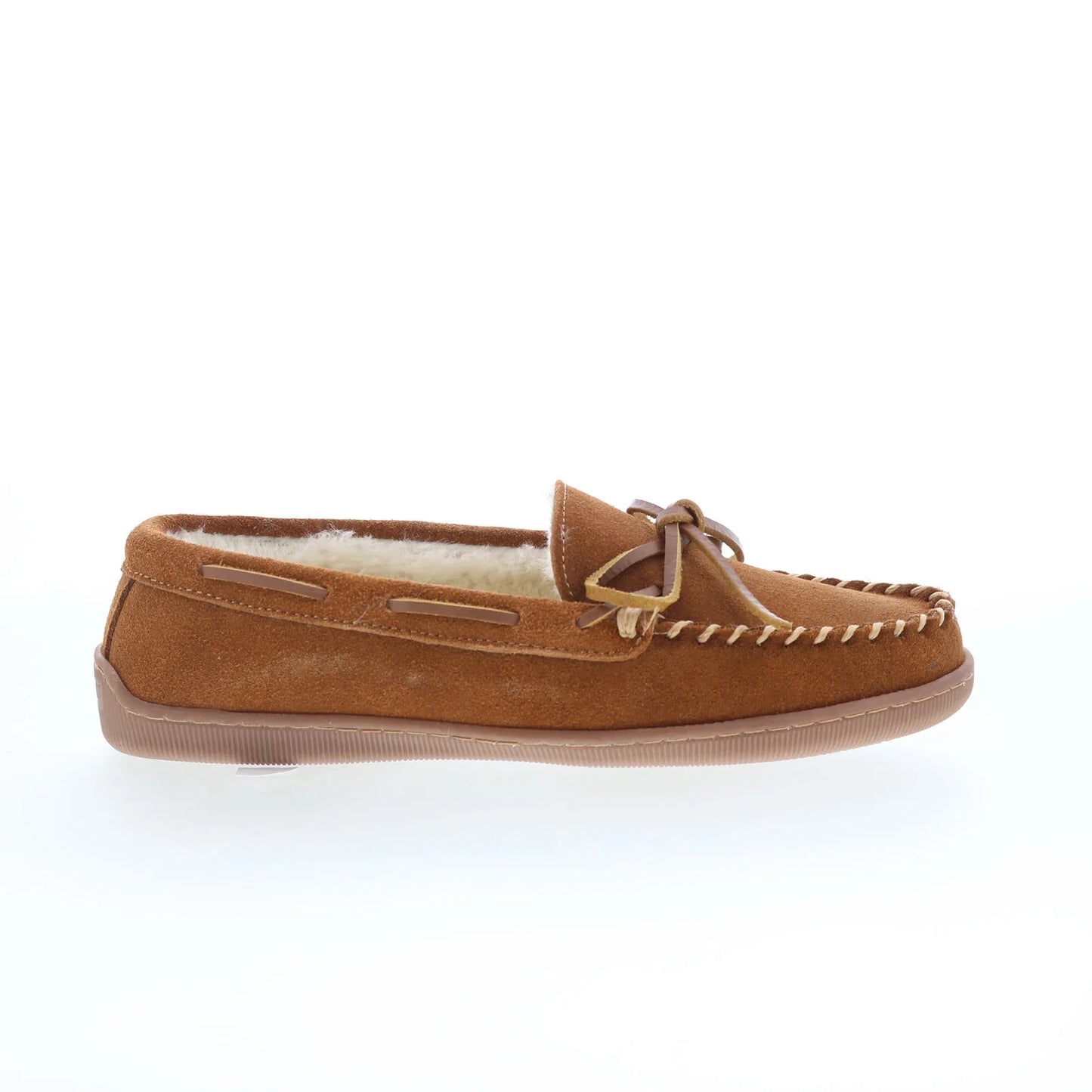 Minnetonka Pile Lined Hard 3502H Womens Brown Suede Moccasin Slippers Shoes