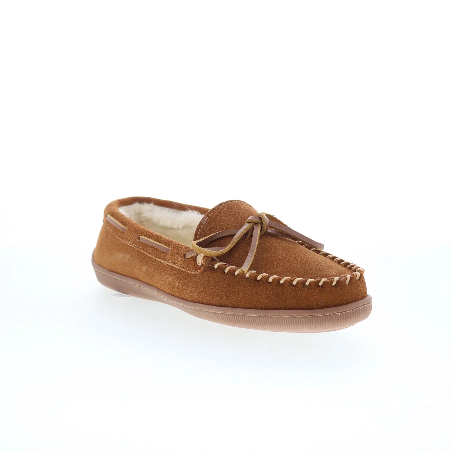 Minnetonka Pile Lined Hard 3502H Womens Brown Suede Moccasin Slippers Shoes