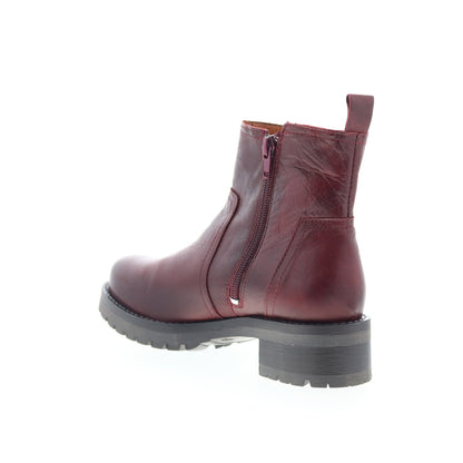 Miz Mooz Poolie Womens Burgundy Leather Zipper Ankle & Booties Boots