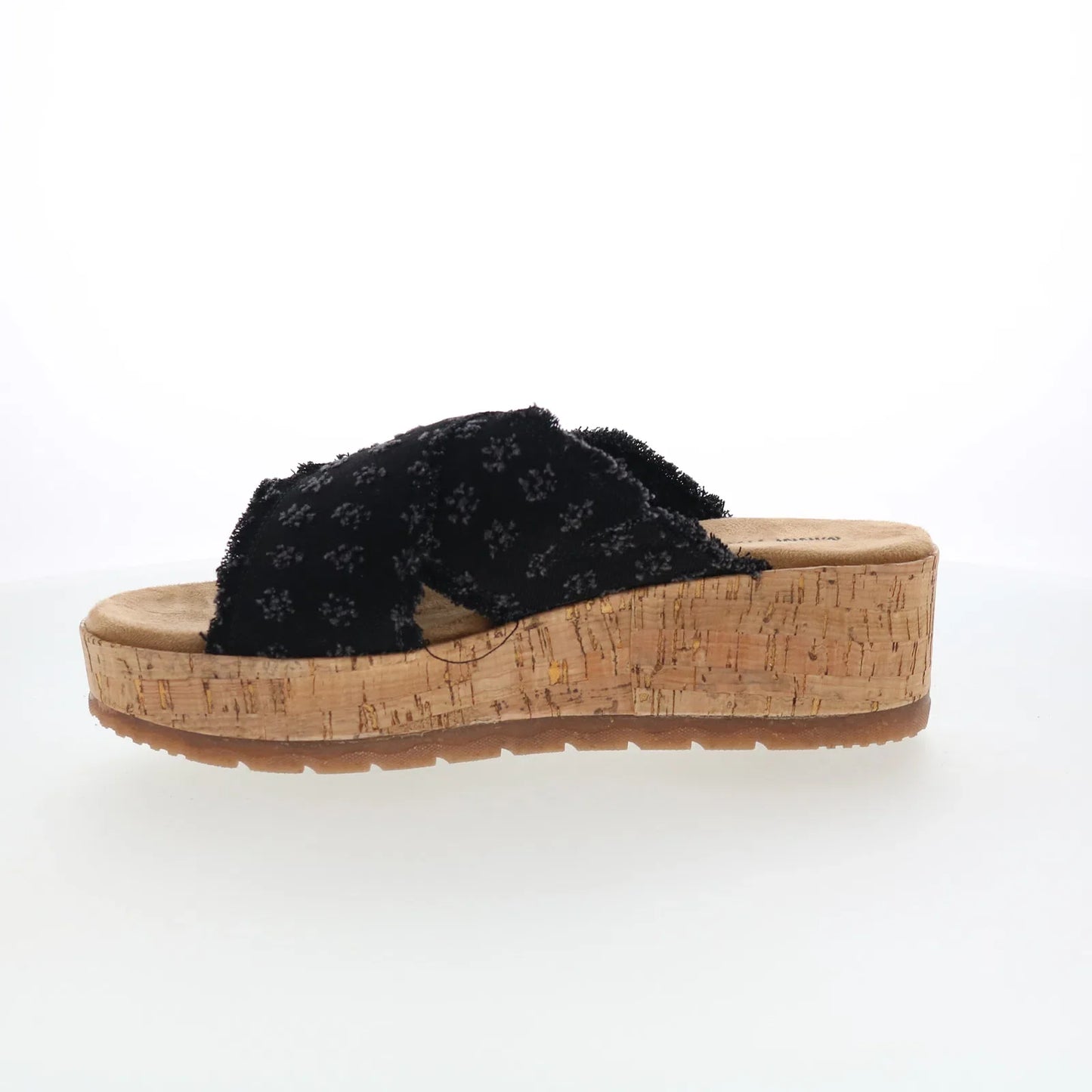 Minnetonka Posey 563029 Womens Black Canvas Slip On Wedges Sandals Shoes
