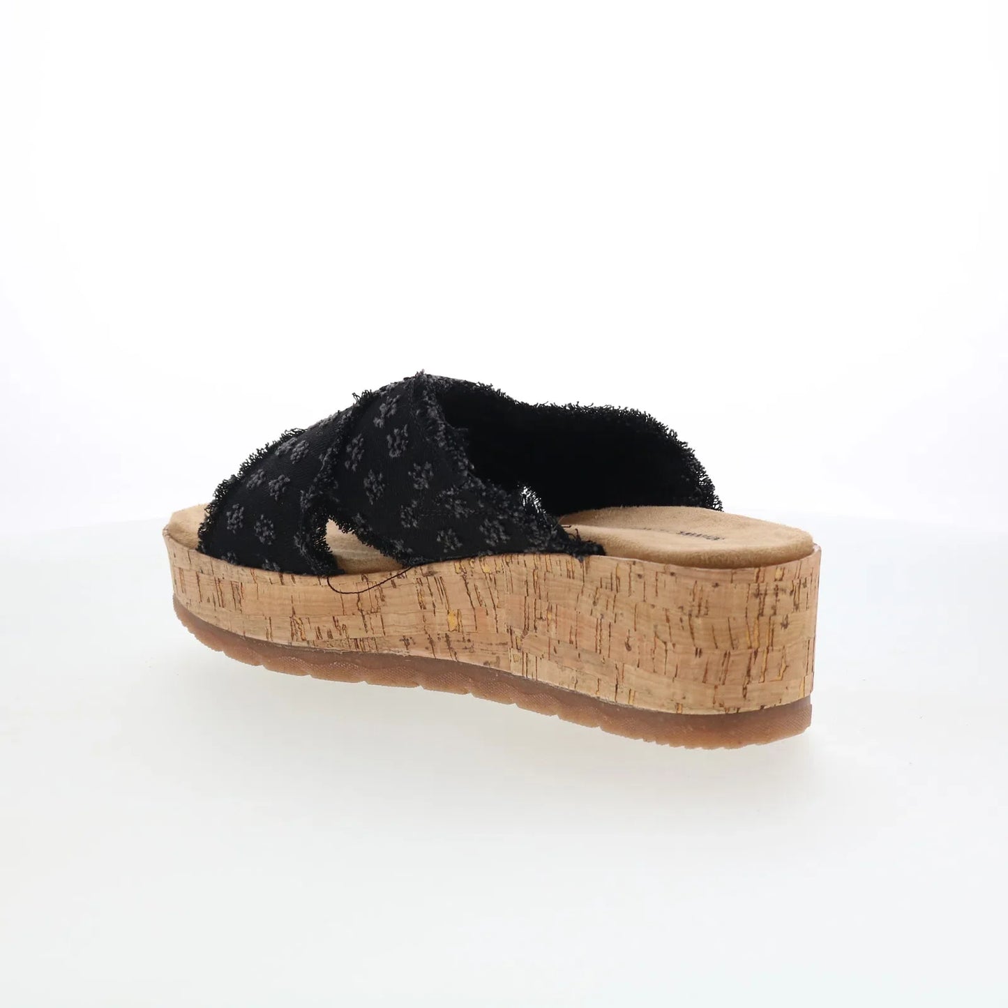 Minnetonka Posey 563029 Womens Black Canvas Slip On Wedges Sandals Shoes