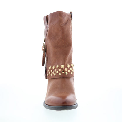 A.S. 98 Rayne Womens Brown Leather Zipper Ankle & Booties Boots