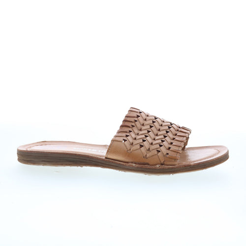 A.S. 98 Rex Womens Brown Leather Slip On Slides Sandals Shoes