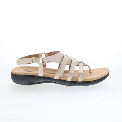 Trotters Ria T2520-112 Womens Beige Leather Strap Sandals Shoes