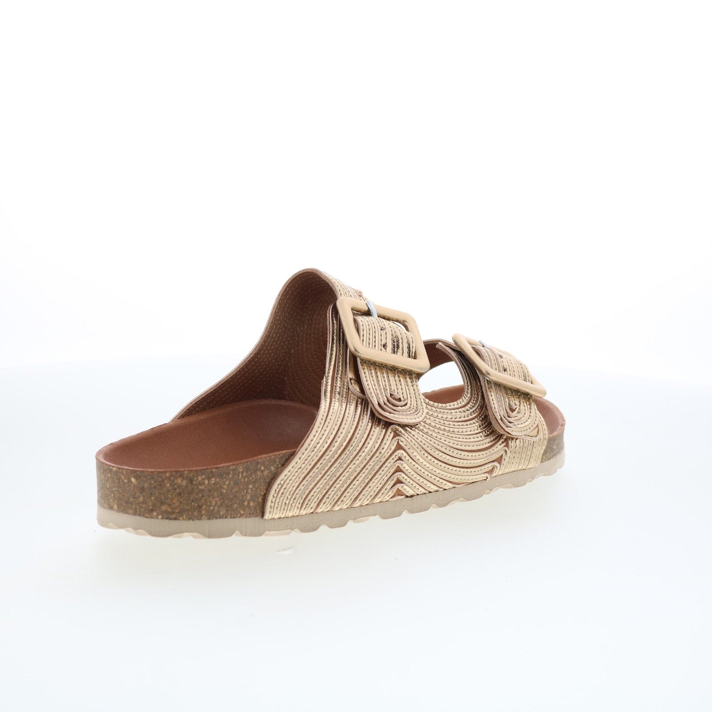 Miz Mooz Ruth Womens Gold Synthetic Slip On Slides Sandals Shoes