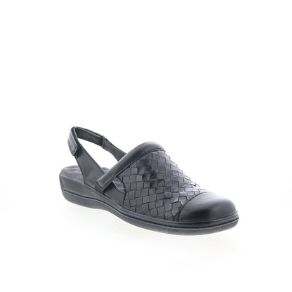 Softwalk Salina Woven S1365-001 Womens Black Narrow Clog Flats Shoes