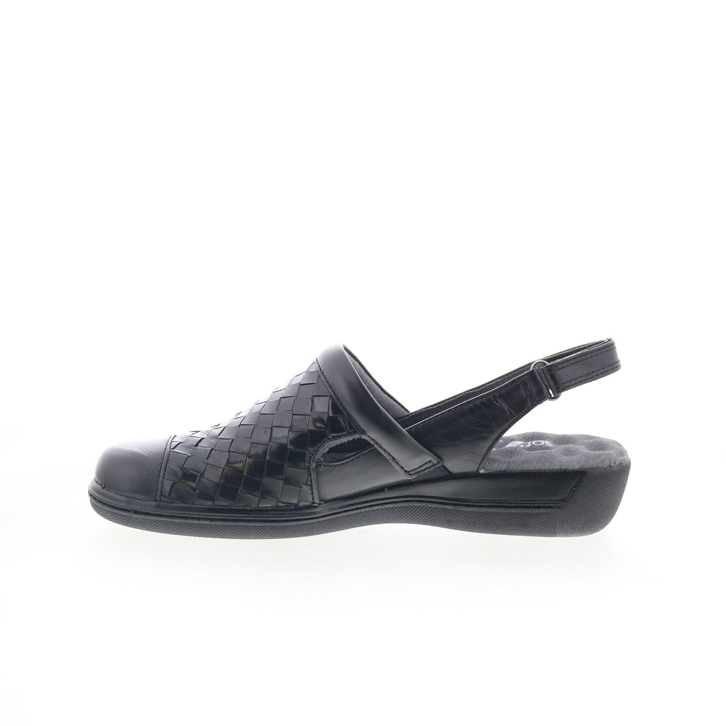Softwalk Salina Woven S1365-001 Womens Black Narrow Clog Flats Shoes