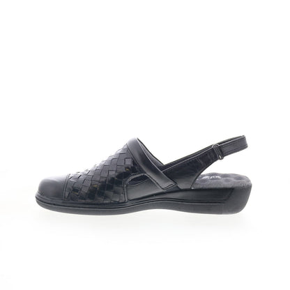 Softwalk Salina Woven S1365-001 Womens Black Narrow Clog Flats Shoes