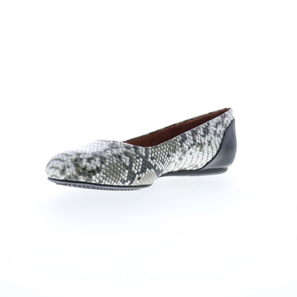 Softwalk Sonoma S1862-028 Womens Gray Narrow Leather Ballet Flats Shoes