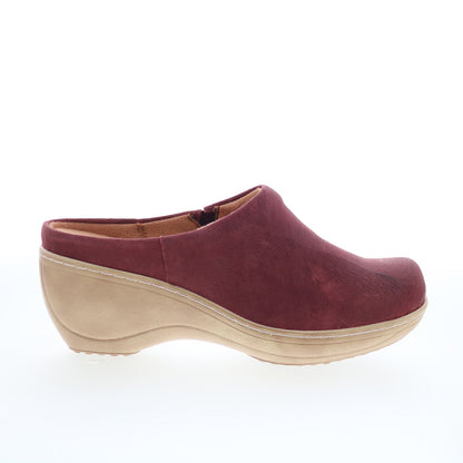 SoftWalk Madison S2056-247 Womens Burgundy Leather Slip On Clog Flats Shoes