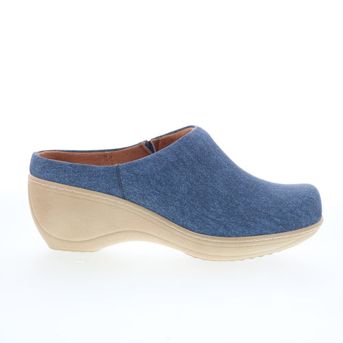 SoftWalk Madison S2056-421 Womens Blue Synthetic Slip On Clog Flats Shoes