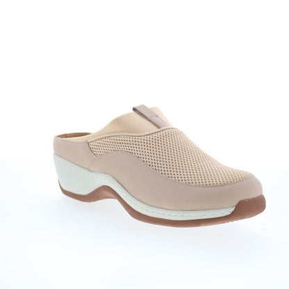 SoftWalk Aberdeen S2100-131 Womens Beige Leather Slip On Clog Flats Shoes