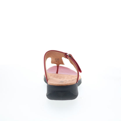 SoftWalk Talara S2215-601 Womens Red Wide Leather Thong Sandals Shoes