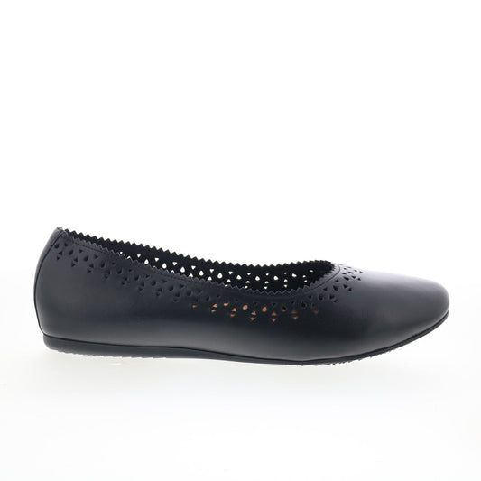SoftWalk Selma S2228-001 Womens Black Leather  Slip On Ballet Flats Shoes