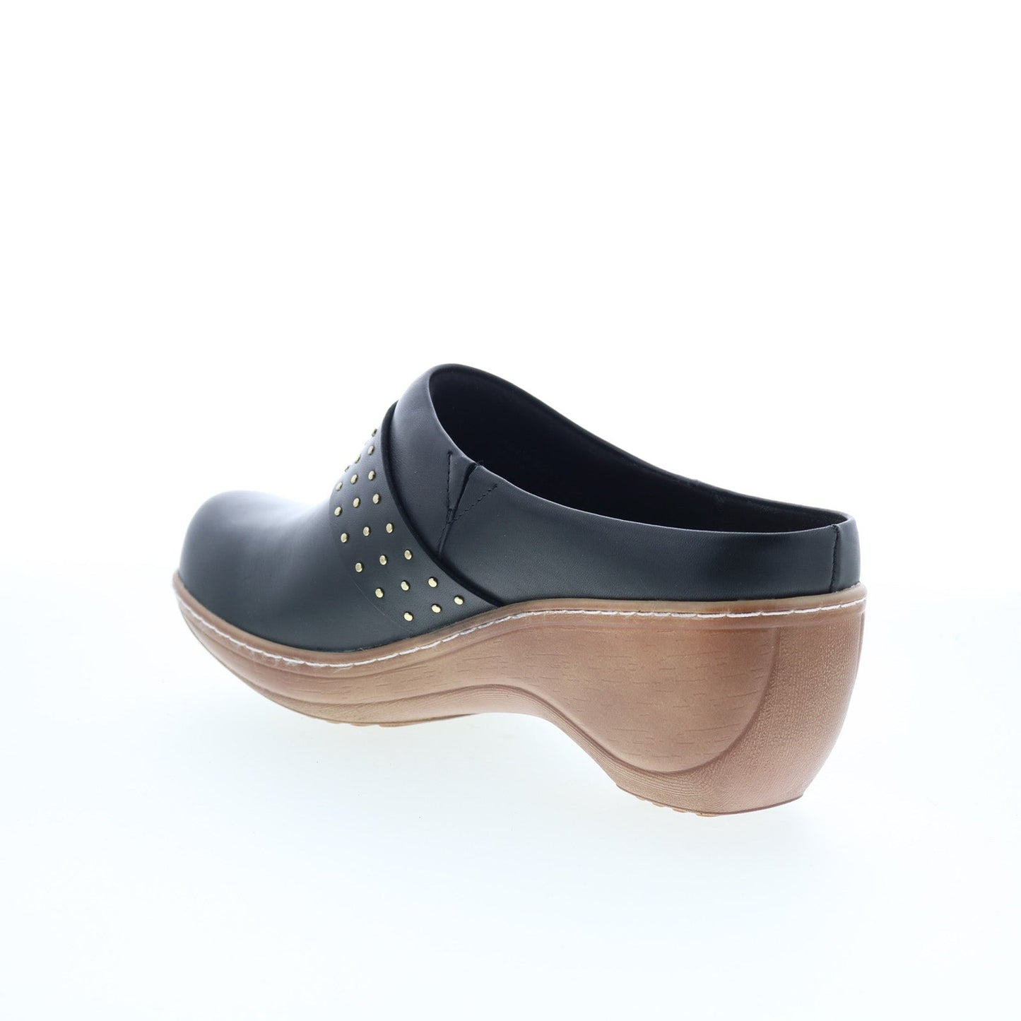 SoftWalk Marana S2312-001 Womens Black Leather Slip On Clog Flats Shoes