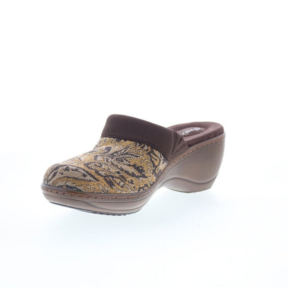 Softwalk Murietta S6015-960 Womens Brown Narrow Canvas Clog Flats Shoes