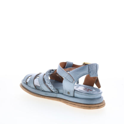 A.S. 98 Saul Womens Blue Leather Hook & Loop Strap Sandals Shoes