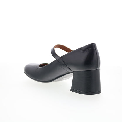 Miz Mooz Seely Womens Black Leather Hook & Loop Pumps Heels Shoes