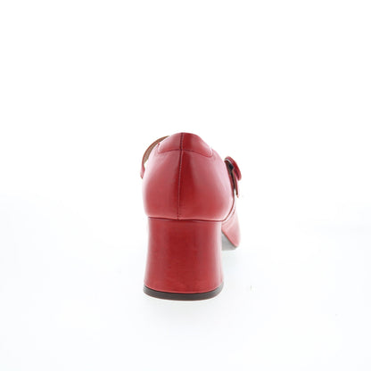 Miz Mooz Seely Womens Red Leather Hook & Loop Pumps Heels Shoes