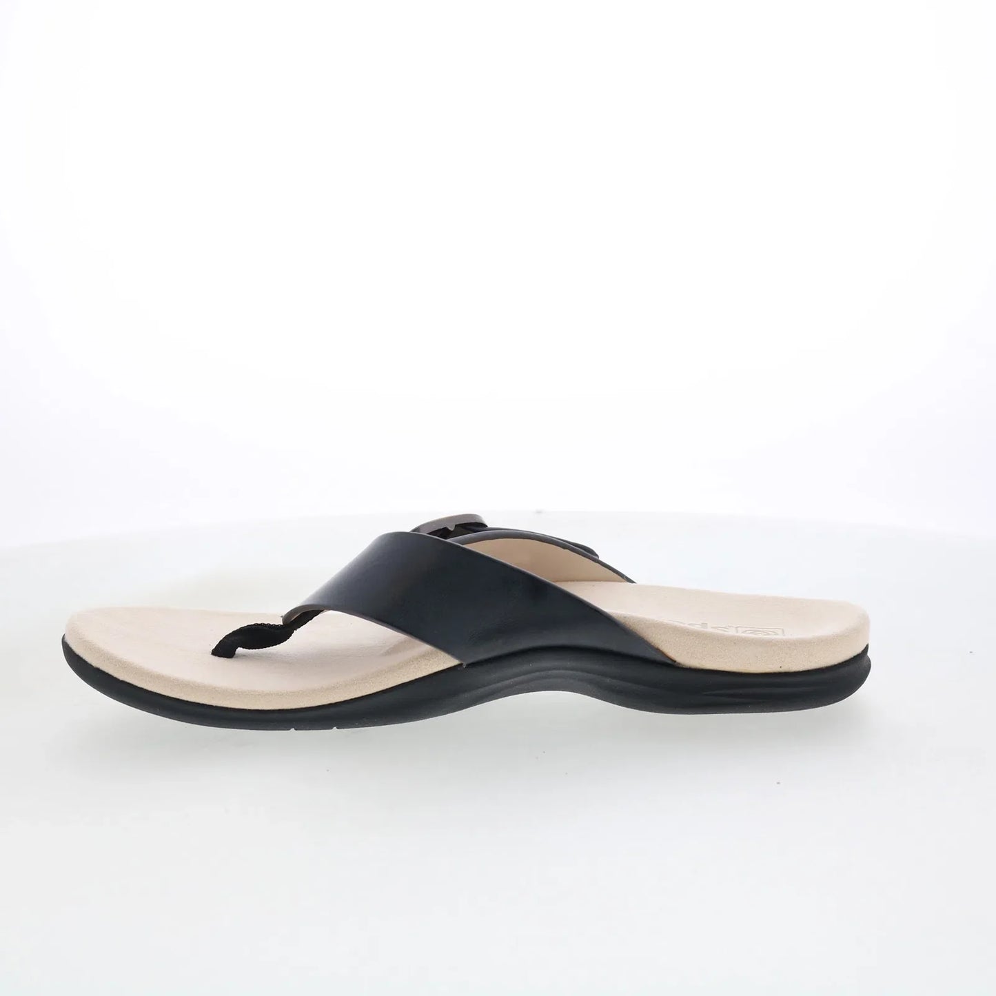 Spenco Sierra SP1068BLK Womens Black Leather Flip-Flops Sandals Shoes