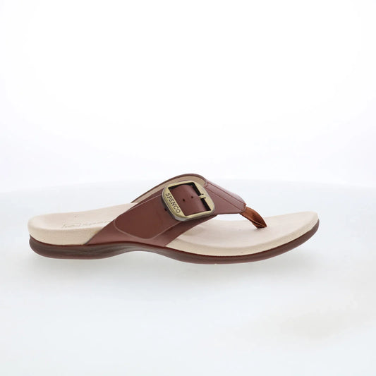 Spenco Sierra SP1068SAD Womens Brown Leather Flip-Flops Sandals Shoes