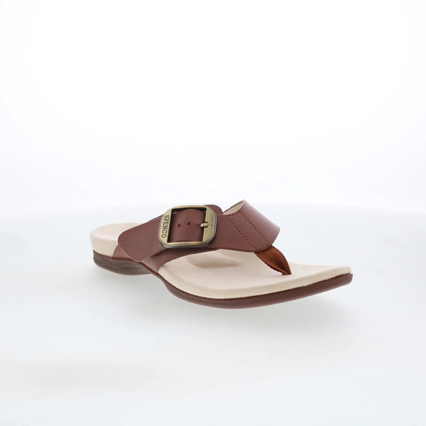 Spenco Sierra SP1068SAD Womens Brown Leather Flip-Flops Sandals Shoes