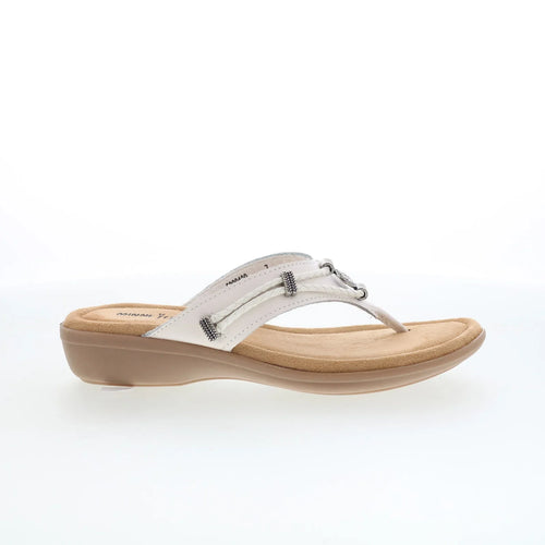 Minnetonka Silverbay 5909100 Womens White Leather Flip-Flops Sandals Shoes