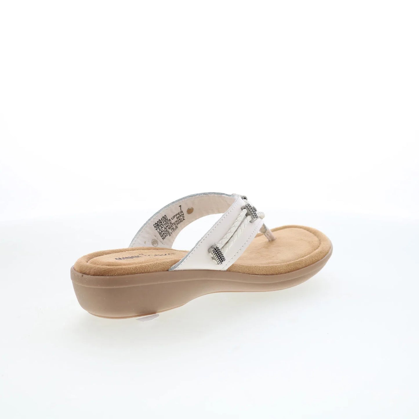 Minnetonka Silverbay 5909100 Womens White Leather Flip-Flops Sandals Shoes