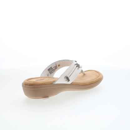 Minnetonka Silverbay 5909100 Womens White Leather Flip-Flops Sandals Shoes